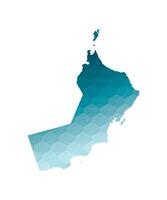 isolated illustration icon with simplified blue silhouette of Oman map. Polygonal geometric style. White background. vector