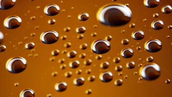 Close up of smooth amber bubbles on a gradient background, symbolizing relaxation and autumn vibes video