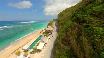 FPV flight over beautiful coast and road in limestone cliffs in Bali, Indonesia video