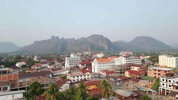 Aerial View Of Vang Vieng, Laos. video