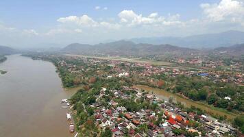 Aerial view of Luang Prabang and the Mekong River landscape in Laos. video