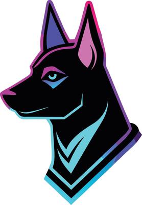 an image of a dog with blue and purple eyes