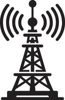 Antenna tower transmitting signal icon. Radio tower icon vector