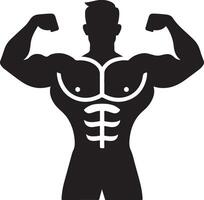Silhouette of cartoon bodybuilder isolated on white background vector