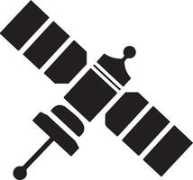 Silhouette Satellite Communication in space black color only vector