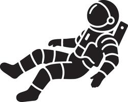 Silhoutte Astronaut floating in space surrounded by planets vector