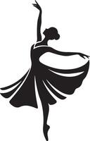 A Stunning Dance Pose Featuring a Ballerina Standing on One Leg with the Other Gracefully Extended, Capturing the Essence of Elegance and Balance in Ballet Performance vector