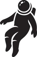 A cartoon astronaut is floating in space with a smile on his face vector