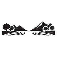Road and tree with mountain silhouette vector