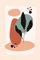 Boho design abstract botanical wall art vector