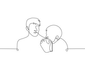 man biting friend's shoulder - one line drawing . concept cute aggression vector