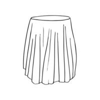 round table covered with tablecloth empty - hand drawn line sketch vector