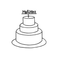 Minimalist Cake Topper with Mister and Missis - hand drawn line sketch vector