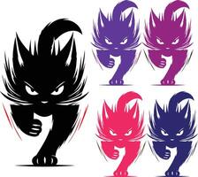 Angry cat attack or jumping clip art design. vector