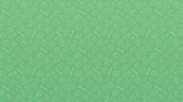 A green background with a pattern of various food items video