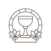 An elegant, minimalist chalice with smooth curves, standing alone in the center of a white background. vector
