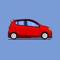Mini Hatchback Car In Red Color vector