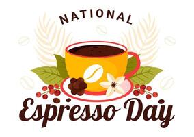 Flat Style of National Espresso Day on November 23 with Coffee and Beans vector