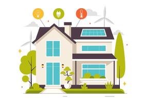 Centralized Control System of Energy-Efficient Smart Home Technology in Flat Design vector