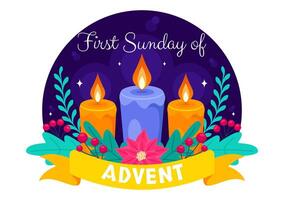First Sunday of Advent in Flat Design Marking the Start of the Church Year vector