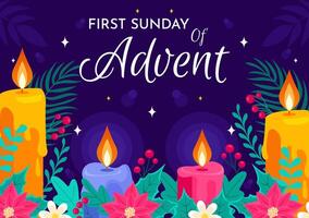 Advent Season Begins on November 27 with the First Sunday in Flat Style Illustration vector