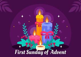 Flat Illustration of First Advent Sunday, Beginning of New Church Year vector