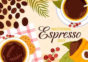 Espresso Day Illustration Celebrating Coffee with Beans in Flat Cartoon Background vector
