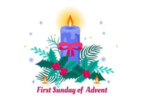 First Sunday of Advent in Flat Design, Celebrating the New Church Year vector