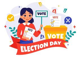 Global Voters Casting Their Votes Illustration for Election Day in Flat Style Cartoon Background vector