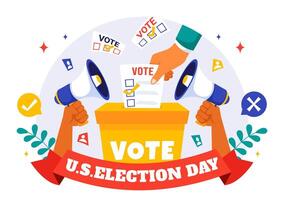 Political Voting Day Illustration of Citizens Casting Ballots Worldwide in Flat Cartoon Background vector