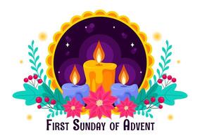 New Church Year Beginning on the First Sunday of Advent, November 27, Flat Style Design vector