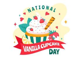 Vanilla Cupcake Day Celebration on 10 November with Sprinkles and Strawberry vector