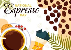 National Espresso Day Flat Illustration with Coffee and Bean Decor on November 23 vector