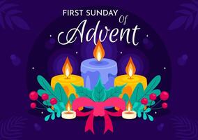 First Sunday of Advent Celebration in Flat Design, Marking a New Church Year vector