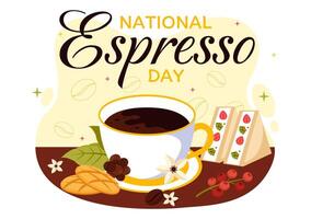 National Espresso Day Design Featuring a Coffee Cup and Beans in Flat Style vector