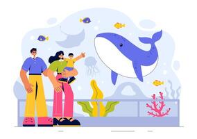 Ocean Exploration Illustration with Fish, Sea Turtles, and Coral Reefs in a Flat Style Cartoon Background vector