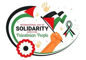 Design of 29 November Palestinian Solidarity Day with Palestine Flag and Flat Style Background vector