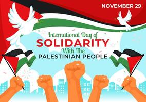 29 November Palestinian Solidarity Day Design Featuring a Waving Flag in a Flat Style Background vector