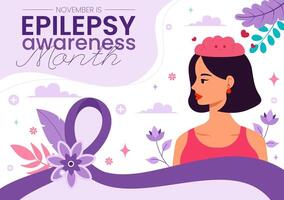 National Brain Health Awareness Month Illustration for Epilepsy Prevention in Flat Background vector