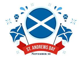 Scotland National Holiday Celebration for St. Andrew's Day Featuring Flag in Flat Style Design vector