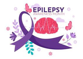 National Epilepsy Awareness Event Illustration with Focus on Brain Health vector