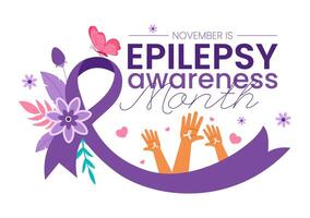 Epilepsy Awareness Design with Brain and Health Care Focus in Flat Style vector