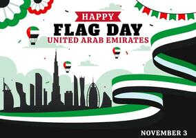 Illustration of UAE Flag Day Celebration on 3rd November with Flags and Ornaments vector