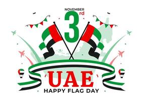 United Arab Emirates Flag Day Illustration for November 3rd with Flags and Decorative Elements vector