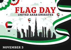 United Arab Emirates Flag Day Design with National Flags and Ornaments in Flat Style for November 3rd vector
