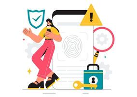 Network Security Solutions Illustration Highlighting Threat Management and Hacker Attacks vector