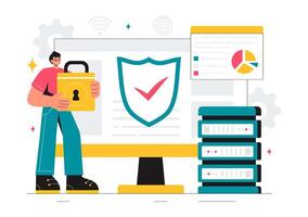 Cybersecurity Risk and Vulnerability Management Illustration Highlighting Data Fraud and Hacking vector