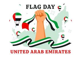UAE Flag Day Celebration Illustration on November 3rd with National Flags and Flat Style Ornaments vector
