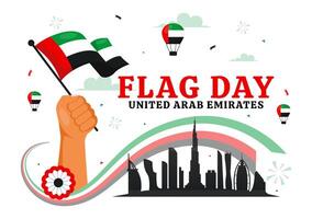 Illustration of UAE Flag Day on 3rd November featuring Flags and Decorative Elements vector