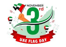 Flag Day Celebration in UAE on 3rd November Illustration with National Symbols in Flat Style vector
